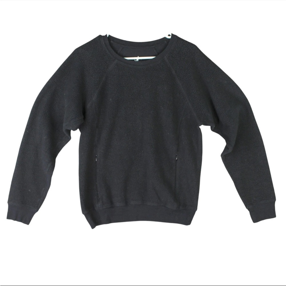 Alo Yoga Sweatshirt S Black Triumph Fleece Pullover Long Sleeve Cozy Women Zip
